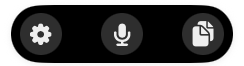 AI Dictation's separate floating settings, microphone, and notes controls with open space between buttons