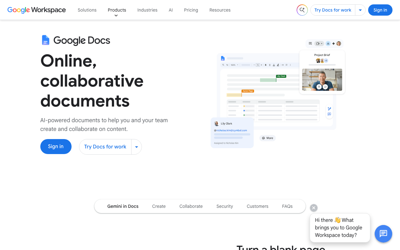 Google Docs website